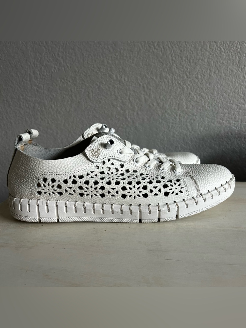 Yokono White Leather Laser Cut Sneakers – Women’s EU 41 / US 10